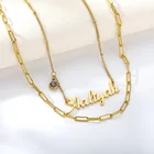 Персонализированные именные ожерелья с камнем по рождению из нержавеющей стали, Золотая булавка, цепочка с именной табличкой, ожерелья для женщин, подарок на день рождения 2021