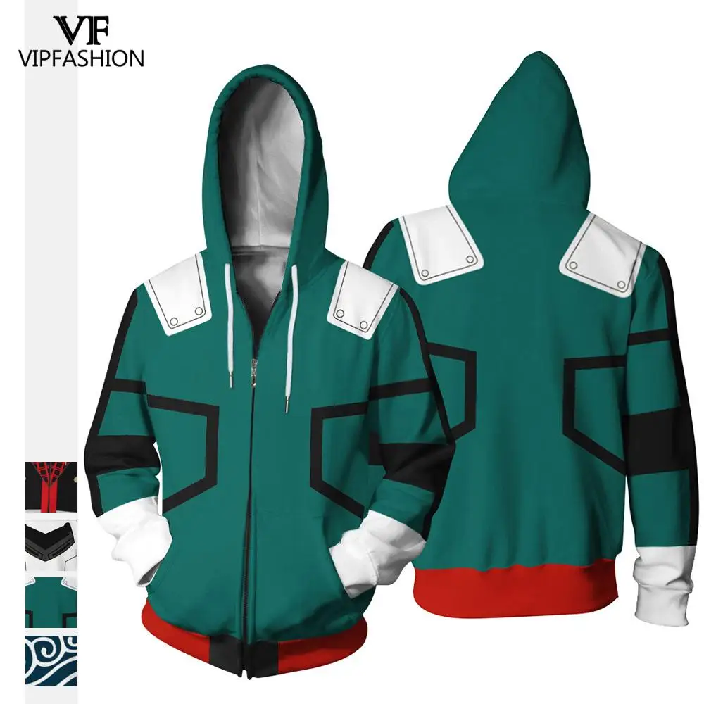 Модные толстовки с капюшоном на молнии 3D принтом Моя геройская Академия