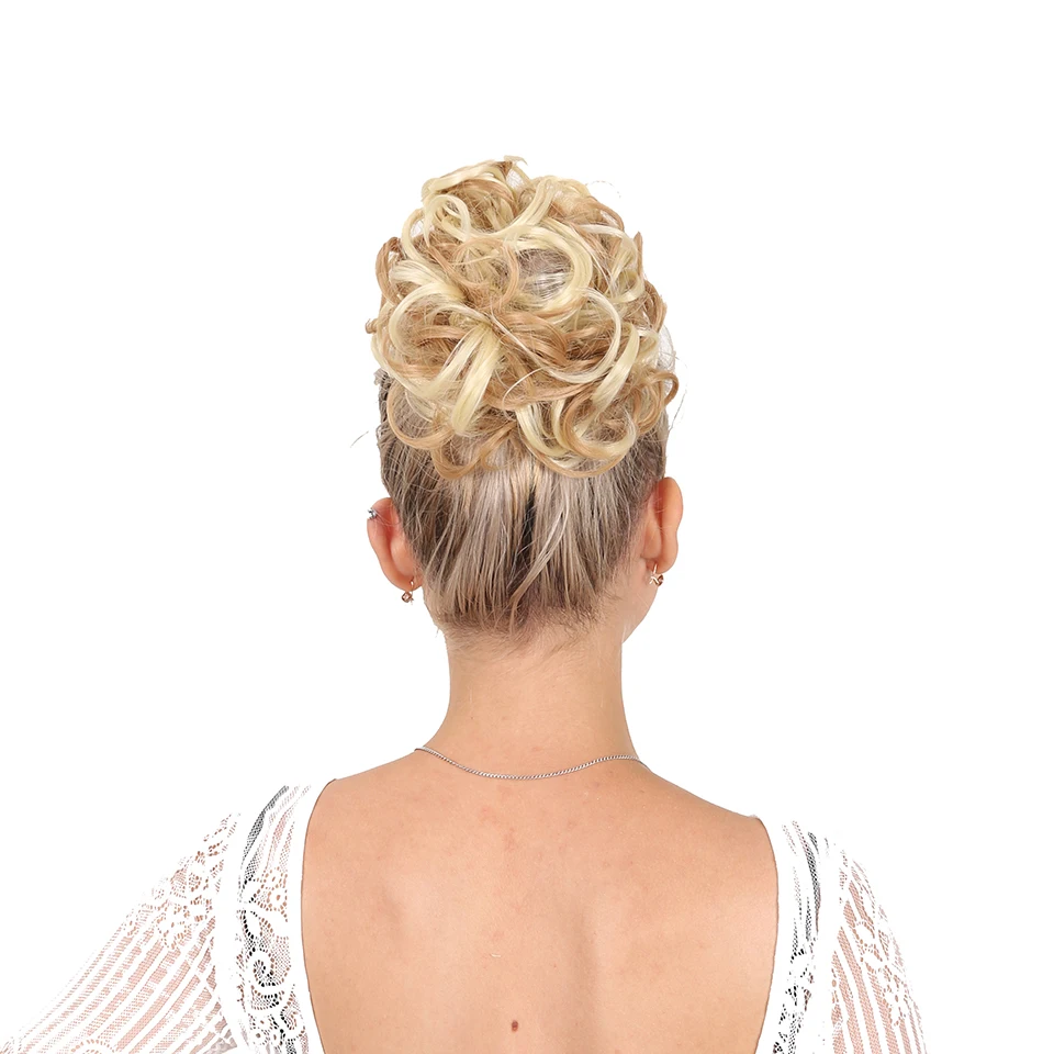 

LVHAN Synthetic Women Curly Bun Chignon Elastic Band Clip In Hair Extensions Black Brown High Temperature Fiber Fake Hairpiece