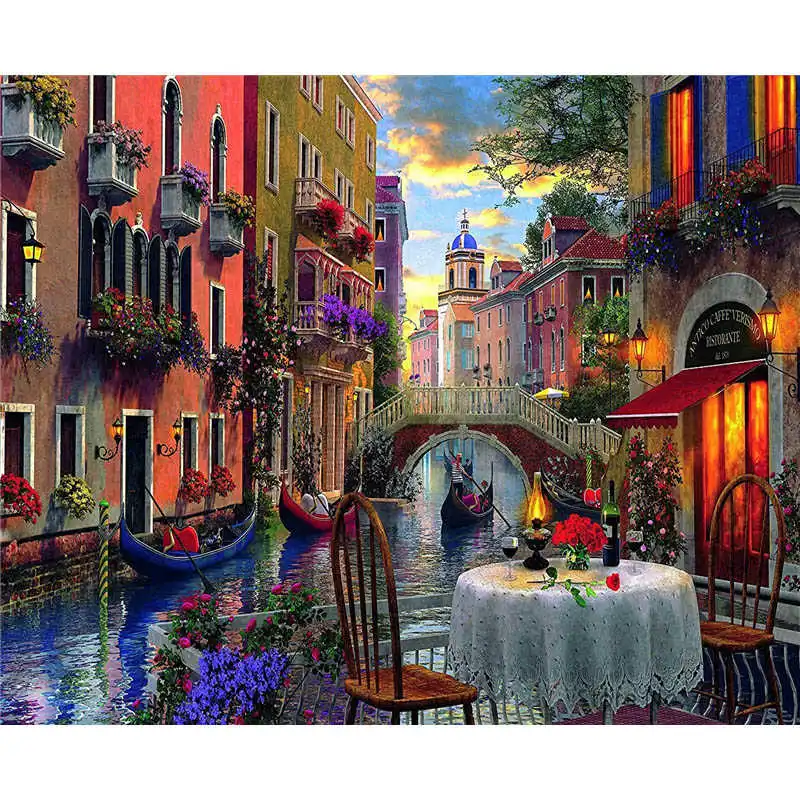 Painting By Numbers Frameworks Coloring By Numbers Home Decor Pictures Landscape Beach Villa Decorations RSB8146