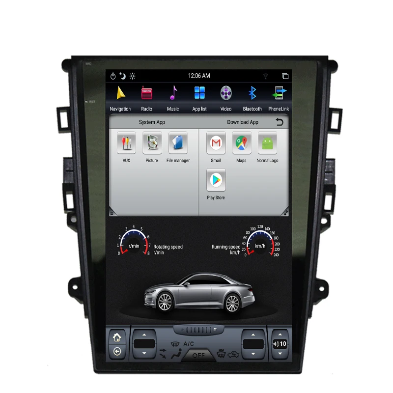 NAVITOPIA 12 1 дюймовый вертикальный экран Tesla Android 7 Автомобильный GPS-навигатор для Ford