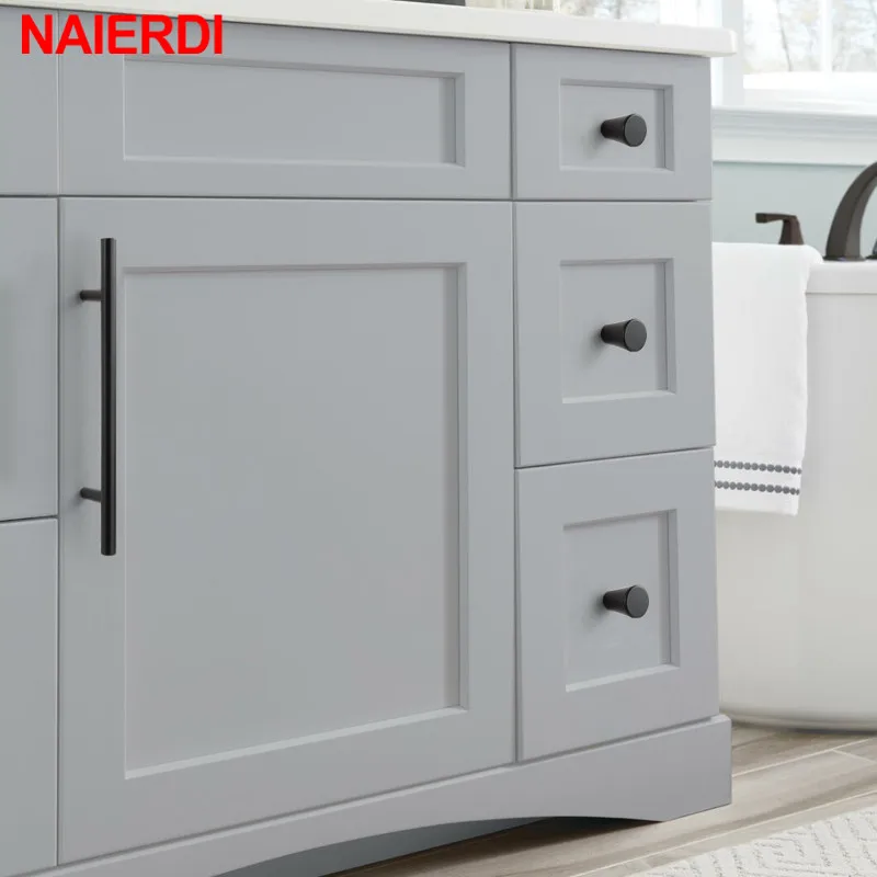 NAIERDI черная золотая ручка для шкафа Матовая нержавеющая сталь кухонная дверная