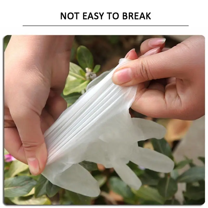 

100pcs Disposable Gloves working Food Plastic gloves Restaurant Accessories Transparent Eco-friendly PE guantes