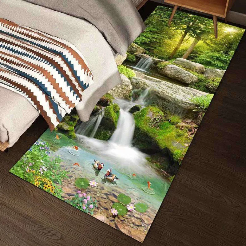 

New Chinese Prints Bedroom Bedside BlanketCarpet In The Bedroom Home Decor Thicken Living Room Rugs 3d Floor Carpet Lounge Rug