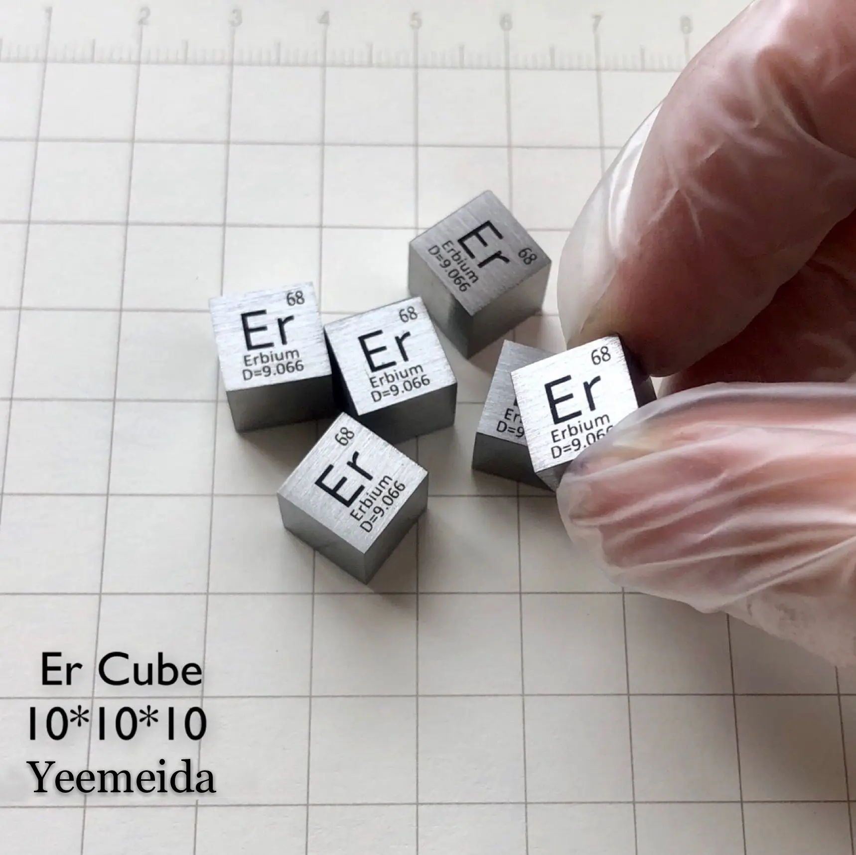 1pcs Erbium cube Редкий металлический куб 10 мм иттрий Samarium gadolium Terbium Dysprosium Holmium Erbium Ytterbium Thulium Lutetium Scandium - Цвет: 1pcs Erbium cube