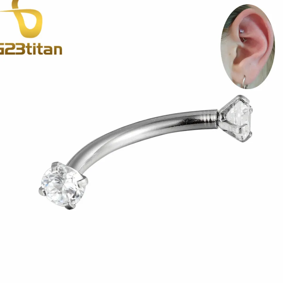 

AAA Zircon 316L Stainless Steel Internally Threaded Bananabells Body Piercing Jewelry for Ear Belly Eyebrow Lip Earring
