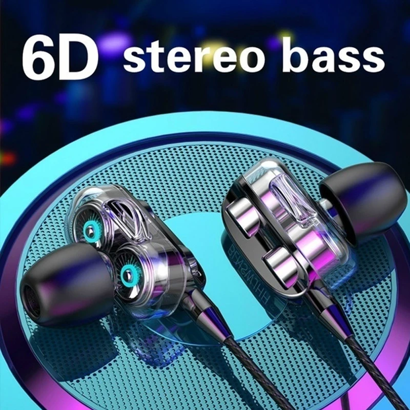 

6D стерео наушники-вкладыши с высоким басом, проводные наушники-вкладыши 3,5 мм, металлические Hi-Fi наушники с микрофоном для телефонов Xiaomi, ...
