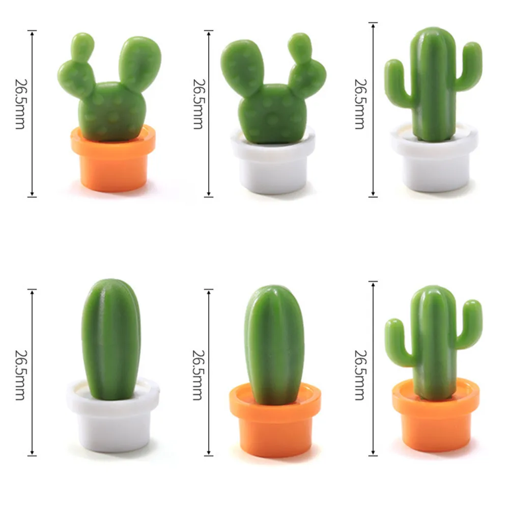 6pcs/set Fridge Magnet Cute Cactus Magnets Small Succulent Plant Refrigerator Decorations Message Sticker Decor | Дом и сад
