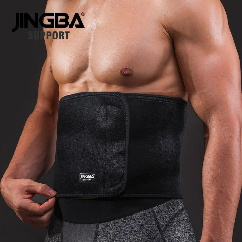 JINGBA поддержка талии триммер Slim fit брюшный пояс для похудения запотевающий в области талии Профессиональный Регулируемый поддержка для поясницы и спины пояс фитнес оборудование - Цвет: Black