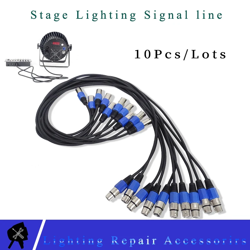 

10Pcs/lot 3-PIN DMX Cable 1M/5M/10M/15M/20M DMX Signal Line Led Par Light Connection Cable For Stage Light DMX512 Controller