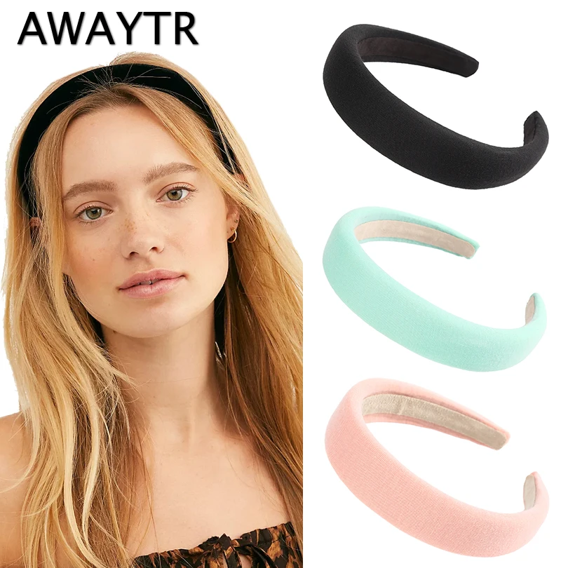 Женский обруч для волос AWAYTR однотонный карамельного цвета с подкладкой