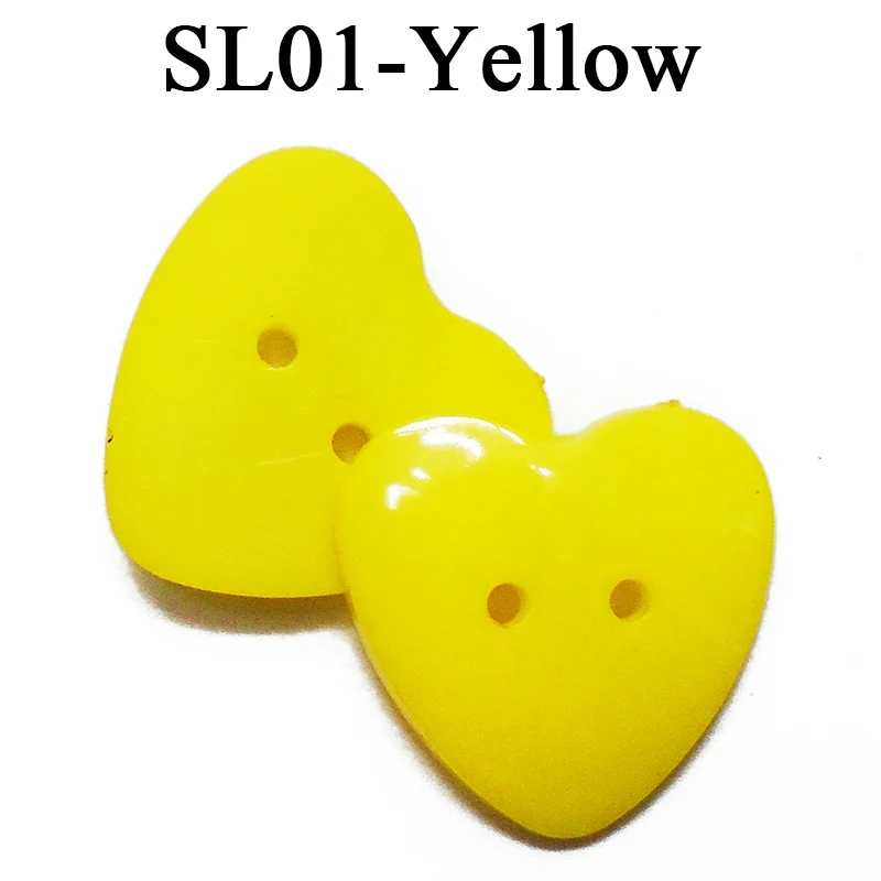 SL01-yellow ZIEENE 5 шт.-50 шт Смешанные 12 Цветов, украшенная большим сердечком; Пластик кнопки 25X25 мм Diy Швейные Скрапбукинг для детей ручной работы с 2 отверстиями - Цвет: SL01-yellow