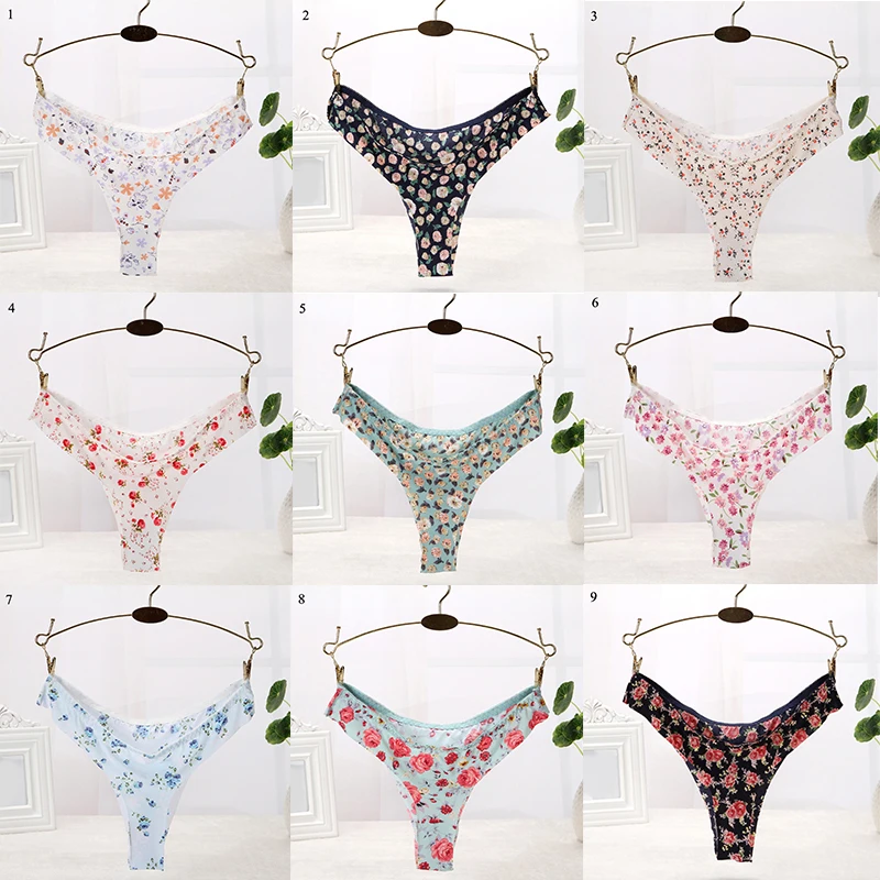 1 шт. женское Бесшовное нижнее белье с цветочным принтом|Женские трусики| |