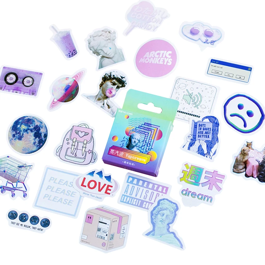 

20packs/lot Indian Vaporwave Adhesive Paper Sticker DIY Decoration Scrapbook Sticky Diary Label Stationery Sticker Wholesale