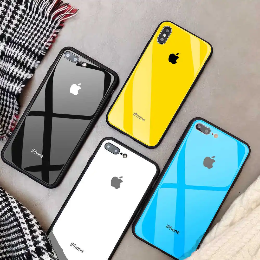 

Tempered Glass Phone Case for Iphone 11 ProMax X Cool Brand Case for Iphone XS MAX XR 12Pro SE 8 7 Plus 6 Capa Fitted Case Plain