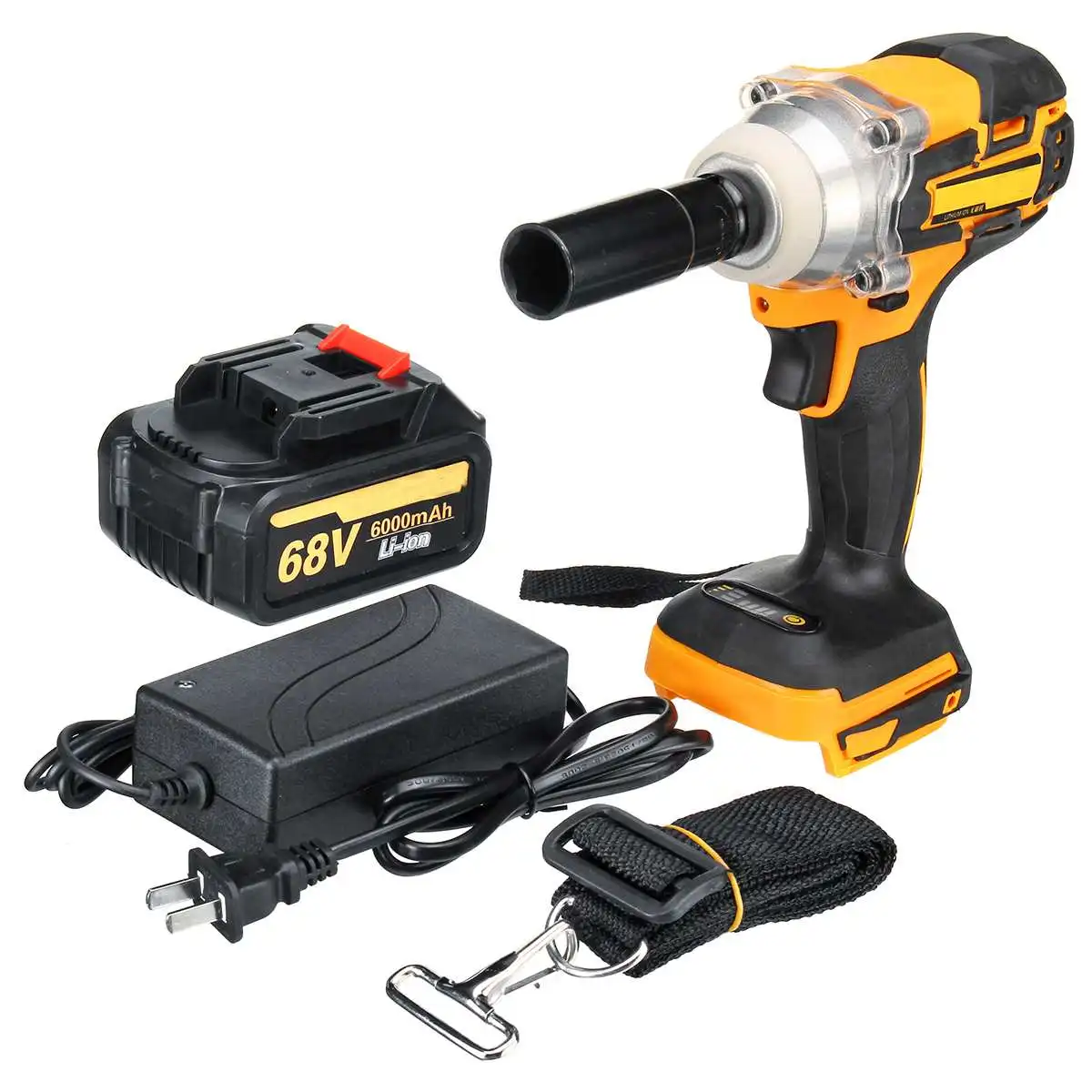 

380N.m Brushless Electric Impact Wrench 1/2 inch Socket with 1X Li-ion Battery +LED Light Hand Drill Installation Power Tools