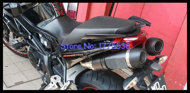 Для мотоцикла Aprilia SHIVER 750 2010- выхлопная система двойная Соединительная труба карбоновый мотоцикл глушитель для мотоцикла Aprilia