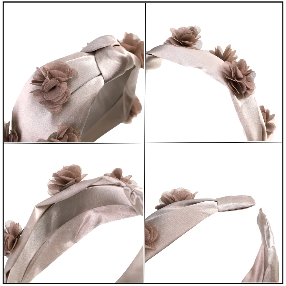 

Molans New Knotted Headbands for Women Wide Solid Silk Fabric Flower Hairband Bezel Girls Hair Hoop Fashion Hair Accessories