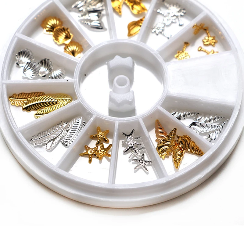 Ювелирные изделия для ногтей раковины морская звезда перо из золотого и