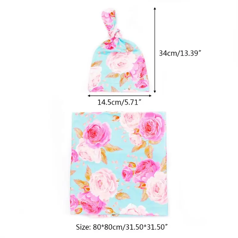 

2PCS Cute Cartoon Baby Wrap Blanket with Pointed Hat Set Infants Wrapped Towel K1KC