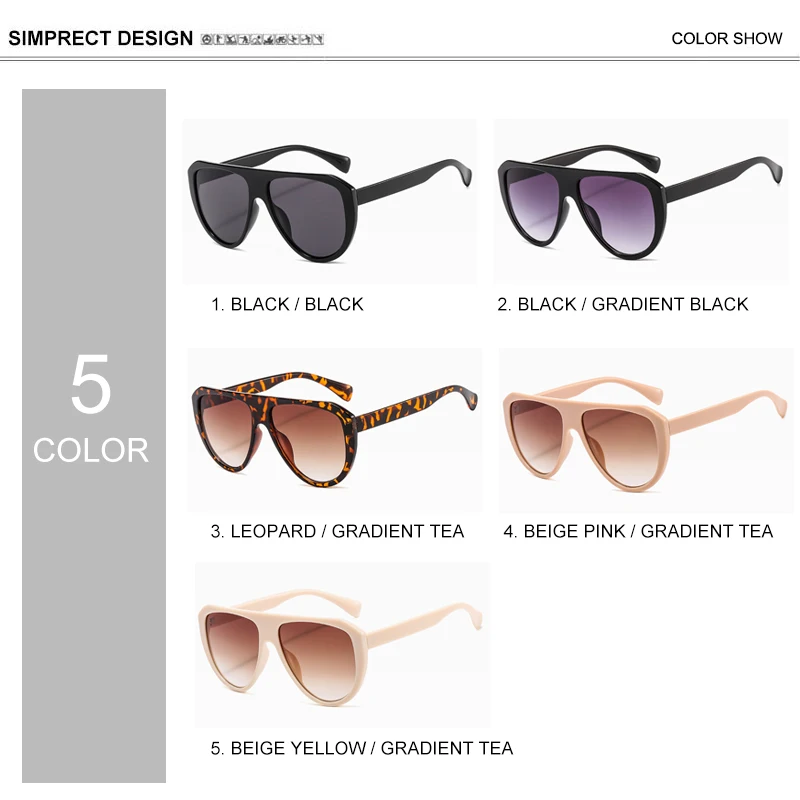 

SIMPRECT 2020 Fashion Oversized Sunglasses Women Big Frame Pilot Sunglasses Retro Vintage Luxury Brand Designer Sun Glasses