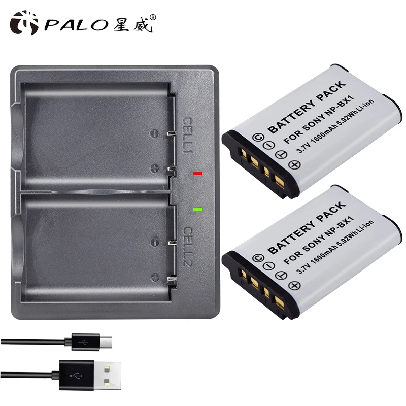 

PALO NP-BX1 1600mah digital camera Battery NPBX1+Dual battery charger For Sony NP-BX1 HDR-AS200v AS15 AS100V DSC-RX100 X1000V