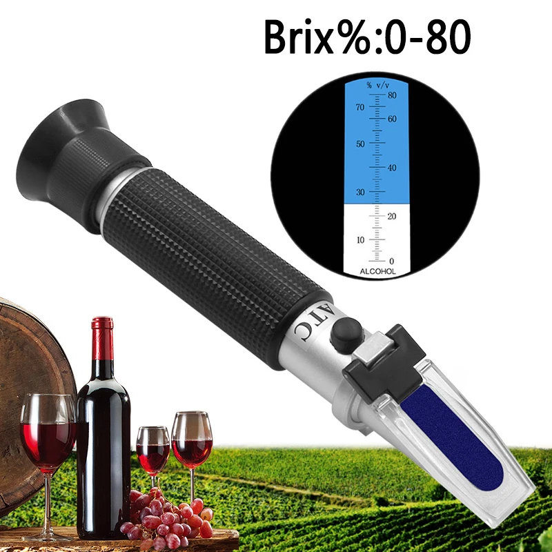 

Handheld Refractometer Sugar Concentration Meter Densimeter 0-32% Brix Saccharimeter Sugar Tester Fruits Grapes Atc