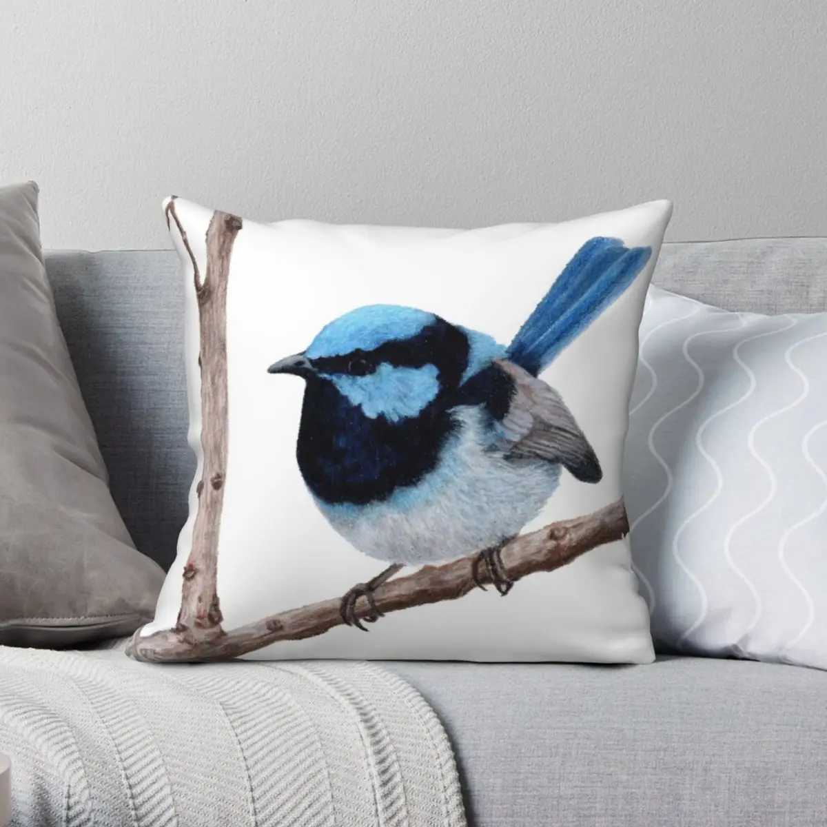 

Superb Fairy-wren Pillowcase Polyester Linen Velvet Creative Zip Decor Sofa Seater Cushion Cover Wholesale