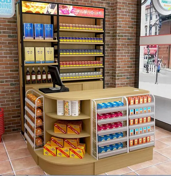 Convenience store cashier desk cigarette and wine cabinet combination supermarket shop small multi-functional steel