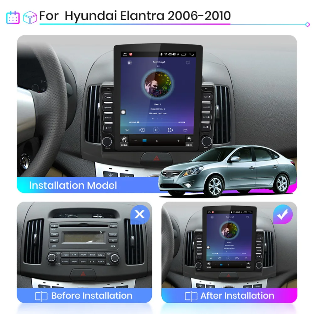 Автомагнитола для Hyundai Elantra мультимедийный видеоплеер на Android 2006 2 din Wi Fi GPS
