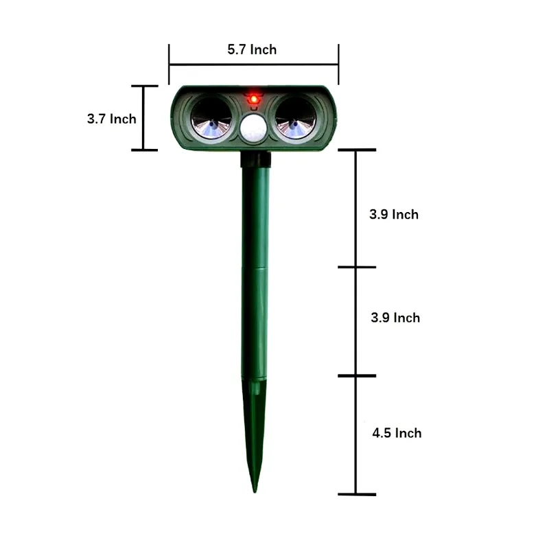 

Ultrasonic Animal Chaser Repeller Repellent Cat Dog Fox Deterrent Solar Powered Scarer Repellent for Outdoor Use Garden