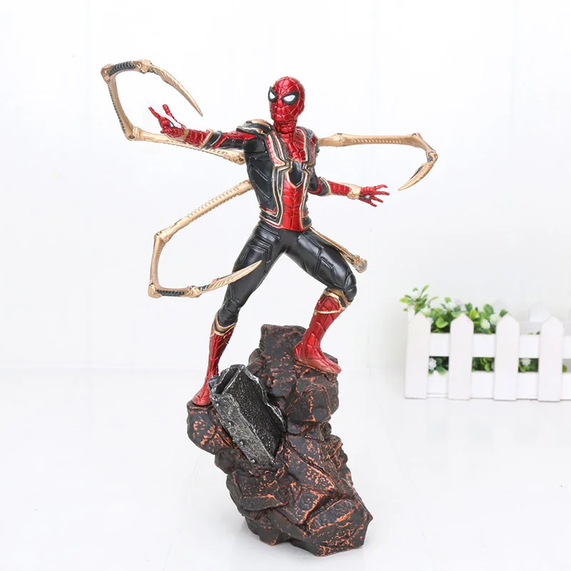 ironspider2 no box Мстители Капитан Марвел 22-27 см танос Железный человек Человек-паук Дэнверс статуя ко железная Студия ПВХ Фигурки Игрушка Фигурка игрушка подарок - Цвет: ironspider2 no box