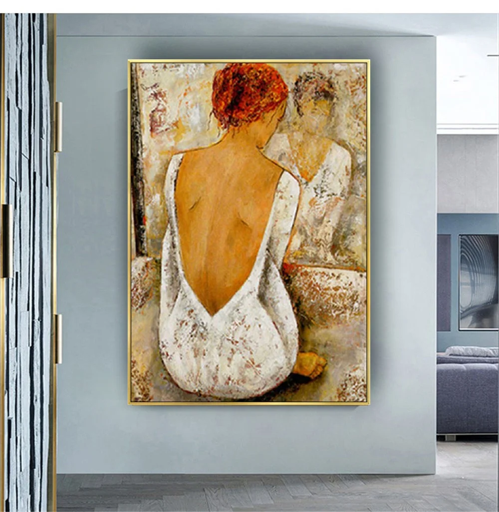 

Hand Pained European White Court Lady Oil Painting Graceful Woman Wall Canvas Picture Bedroom Villa Corridor Aisle Entrance Art