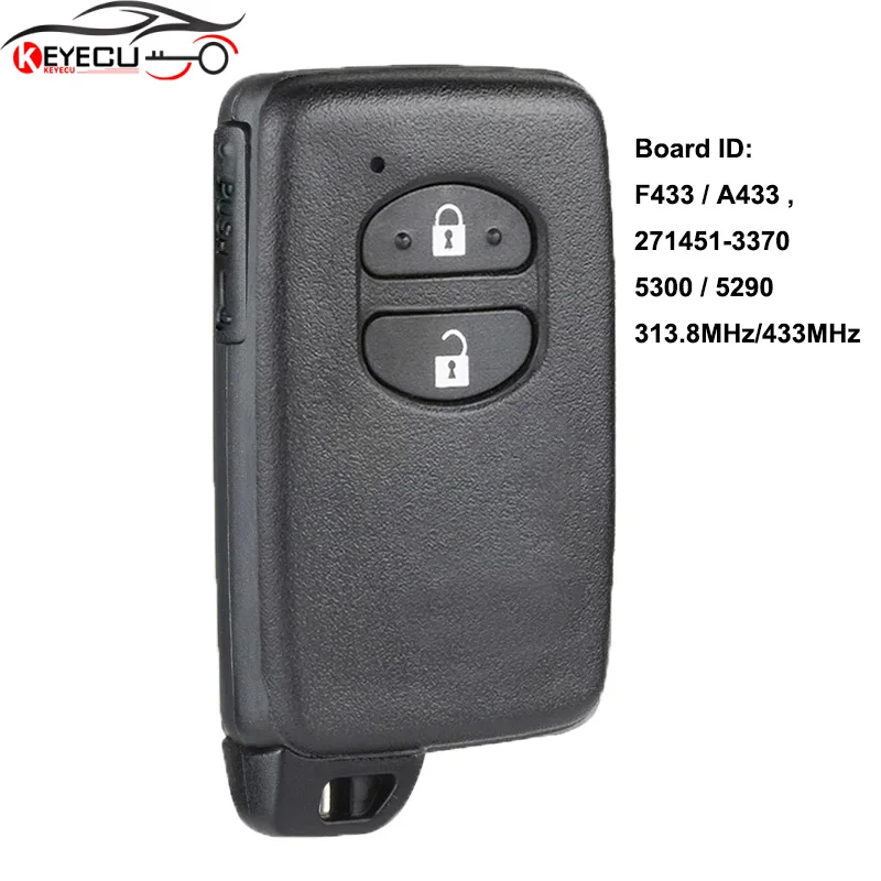 

KEYECU Board ID: F433 A433 271451-3370 / 5300 / 5290 Smart Card Remote Key Fob for Toyota IQ Vitz Ractis Aqua Corolla