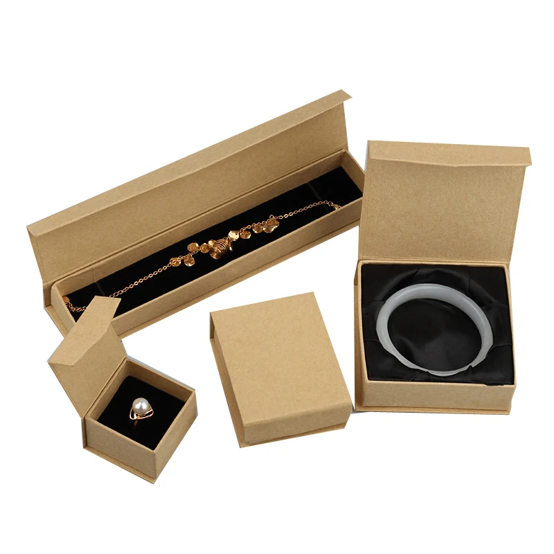 Jewelry Organizer Box Rings Storage Box Kraft Paper Box for Pendant Necklace Packaging Magnetic Jewelry Box for Earring Bracelet