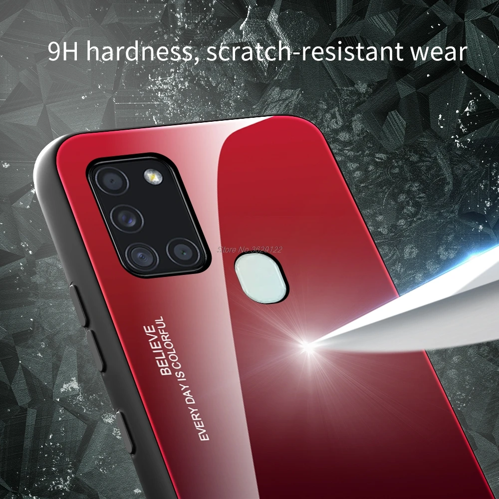 Luxury Gradient Glass Case For Samsung Galaxy A21s A41 A51 A71 A31 A11 A10s A20s A30s a50s A81 A91 shockproof hard Cover cases