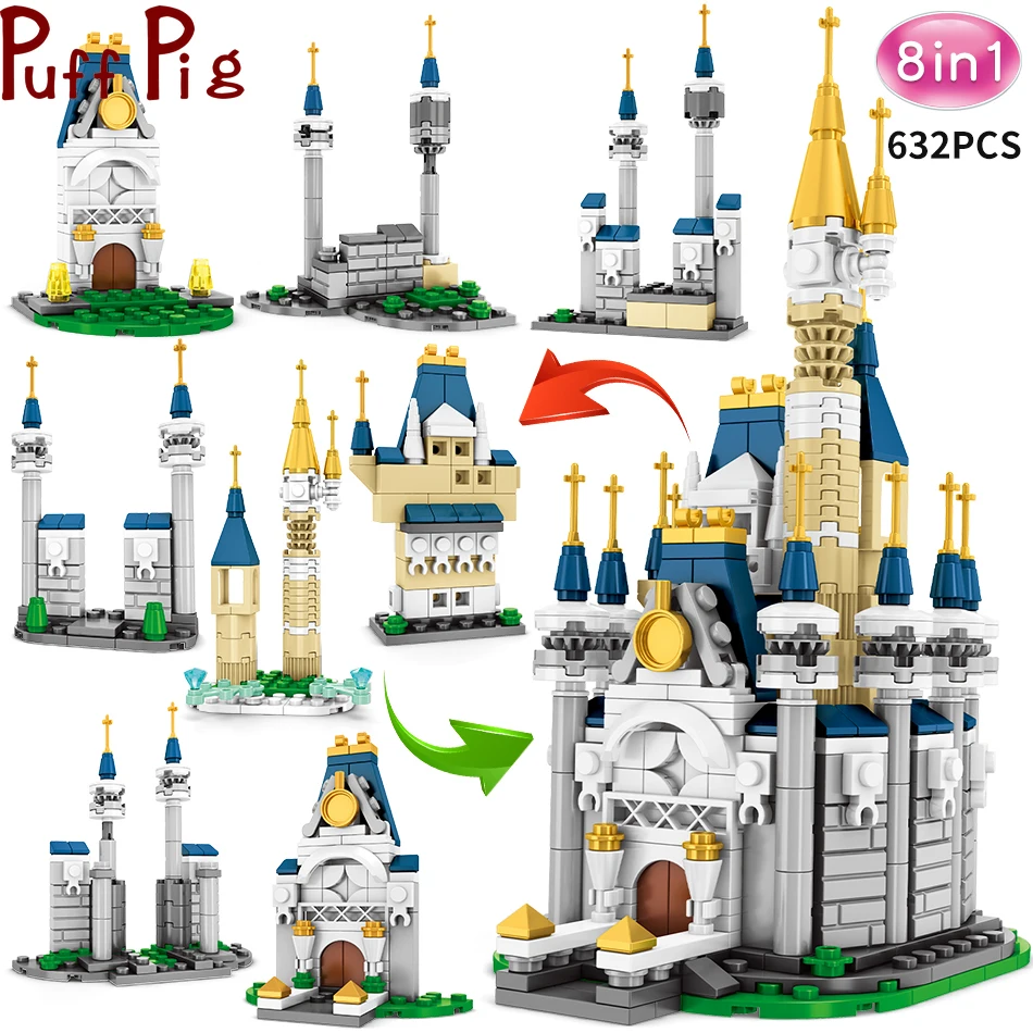 632 шт. 8 в 1 замки для девочек Строительные блоки Друзья серии Принцессы платье на