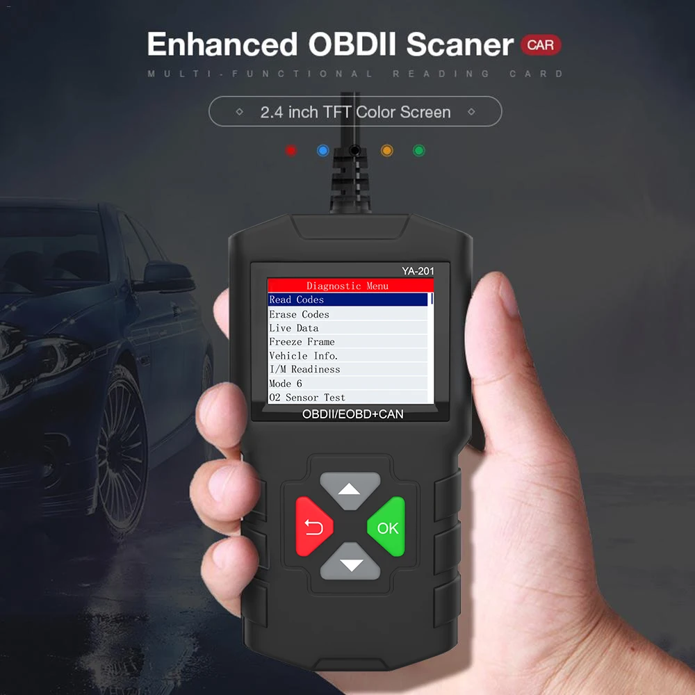 Диагностический сканер YA201 OBD2 Автомобильный для считывания кодов неисправностей