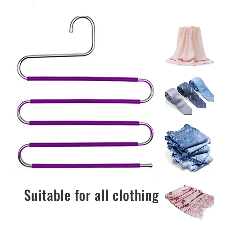 5 Layer Multilayer Storage Cloth Hangers Stainless Steel S Shape Pants Rack Holder MultiFunctional Clothes | Дом и сад