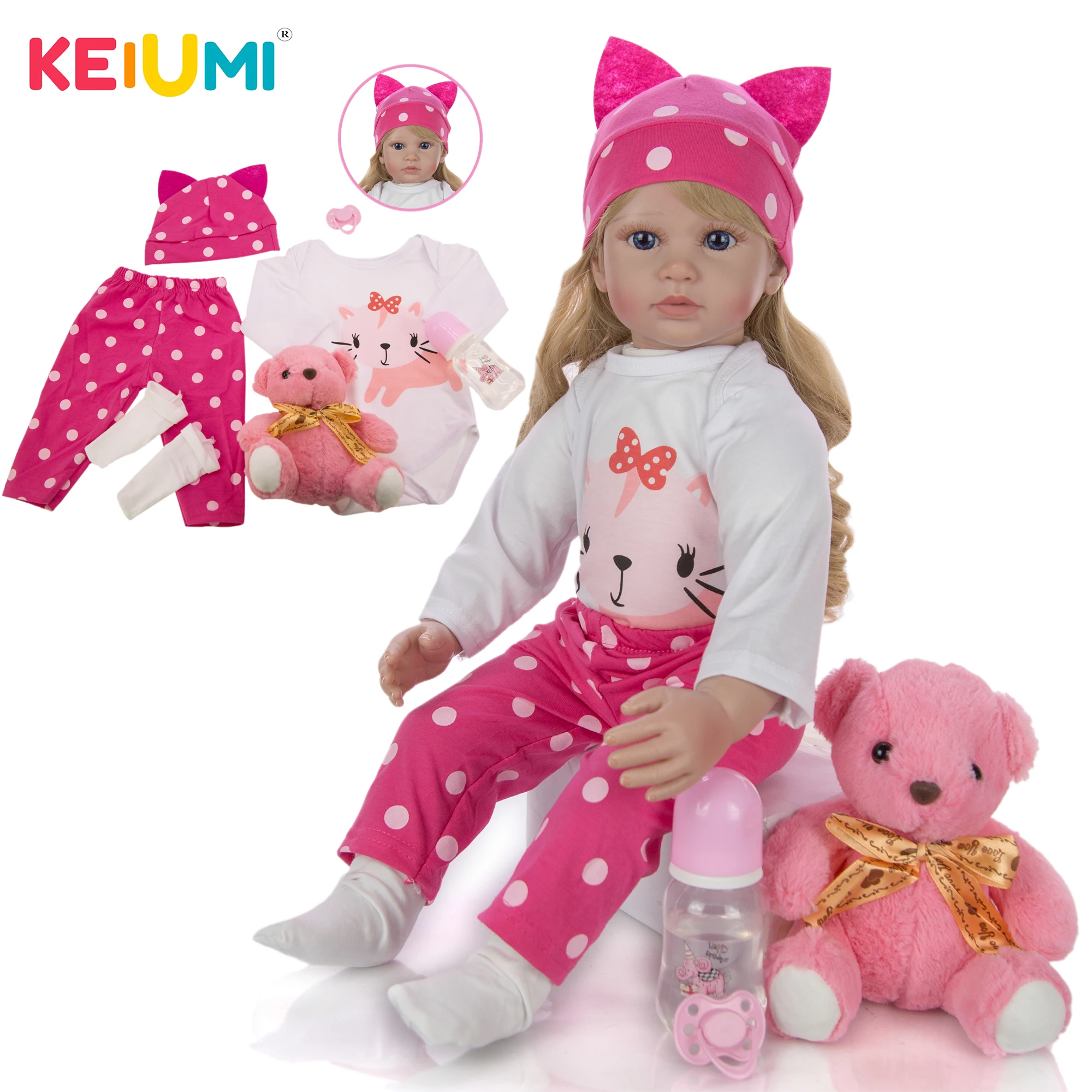 KEIUMI фантазия 24 дюйма силиконовый винил куклы Новорожденные девочки золотые так