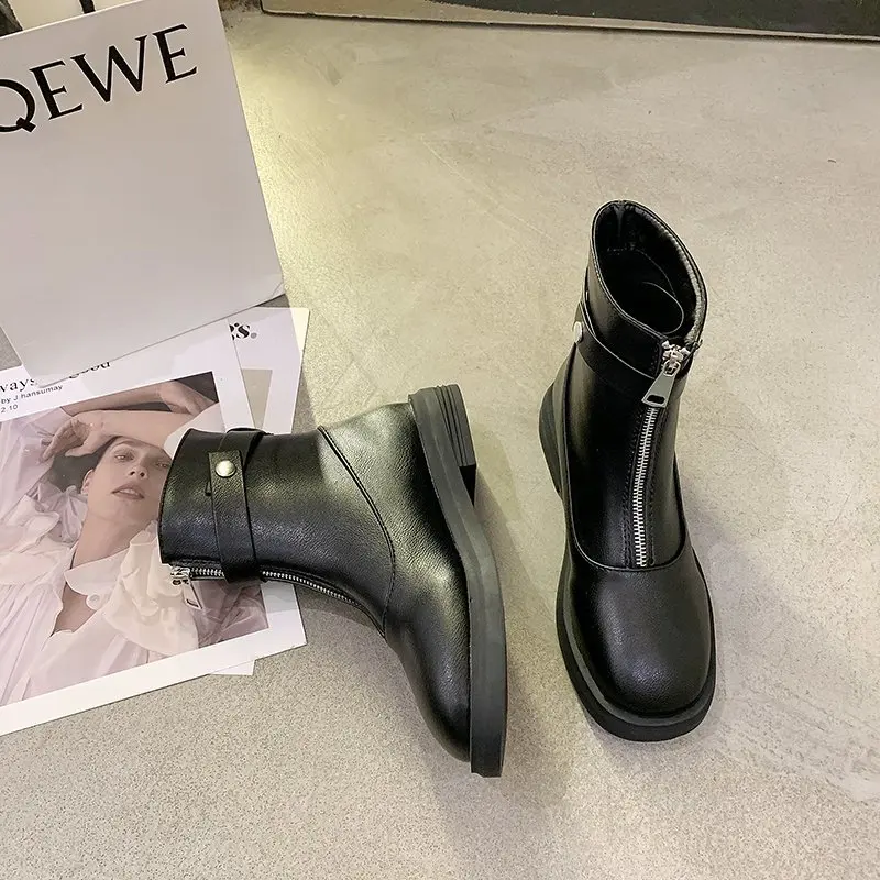 

New Zipper Pocket Shoes Shoes For Women Sneakers Ladies' Hightop Fashion Shoes Black Bucket Boots