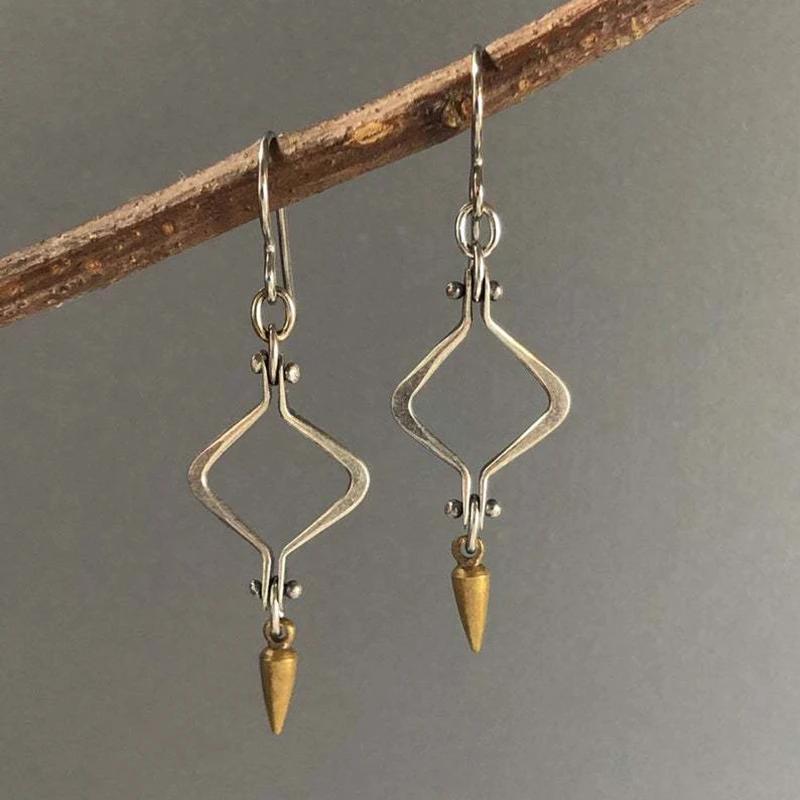 

Vintage Creative Bohemian Style Geometric Rhombus Pendant Earrings Charm Women Engagement Wedding Jewelry Gift For Her Earring