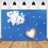 laeacco baby birthday portrait blue background stars clouds room decoration custom photographic photo backdrop for photo studio