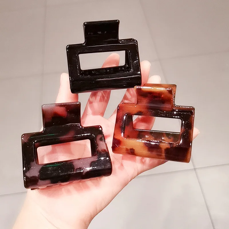 

Женская заколка-бант с леопардовым принтом, простая большая и средняя шпилька для волос янтарного цвета, прямоугольная заколка с отверстия...