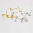 Серьги-гвоздики из нержавеющей стали с шариком 3 мм, 20 шт.