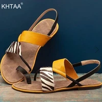 womens sandals clip toe soft leather ladies zebra slip on flat shoes woman casual comfort beach fashion female summer 2021