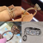 Wukalo модные элегантные кольца с фианитами цвета розового золота с кристаллами цвета шампанского Женское Обручальное кольцо для женщин ювелирные изделия