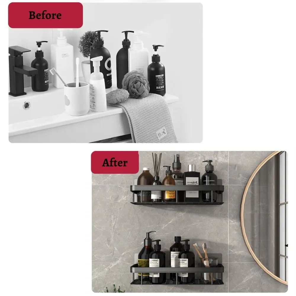 

Bathroom Shelves No Drill Corner Shelf Cosmetic Shower Toilet Organizer Accessories Storage Rack kitchen storag