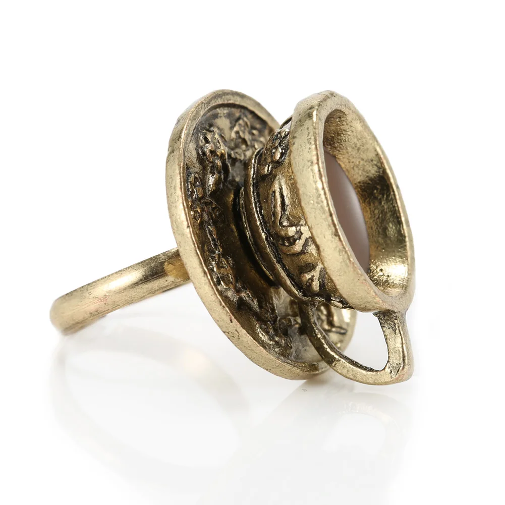 Ретро Женский Кольцо для Кофейной Чашки Европейские Дизайны Искусственный Бронзовый Металлический Бесполое Кольца Новые Украшения для Мужчин 2019 года на.