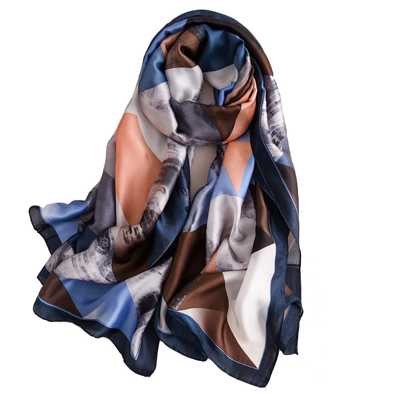 Роскошный женский весенний шарф клетчатые шелковые шали и палантины брендовые